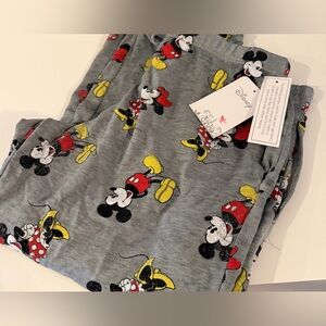 Disney Adult Pajamas - Gray with Mickey Mouse & Minnie Mouse Print